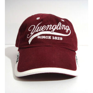 Yuengling Maroon Dark Red White Baseball Hat Cap Adjustable Strap Embroidered